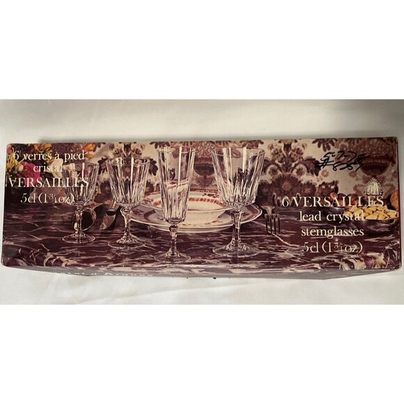 6 Vintage Cristal d' Arques Lead Crystal Cordial Wine Glass Versailles FRANCE - Picture 2 of 6